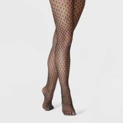 Best Pirce 😍 Women's Diamond Openwork Tights - A New Day™ Black 😉 -Outlet New Day Wear Store unnamed file 2672