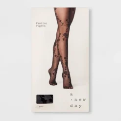 Best Pirce 😀 Women's Viney Floral Tights - A New Day™ Honey Beige/black ⌛