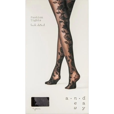 Cheapest โ๏ธ Women's Floral Back Tights - A New Day Black ๐ 3 Cheapest โ๏ธ Women's Floral Back Tights - A New Day Black ๐