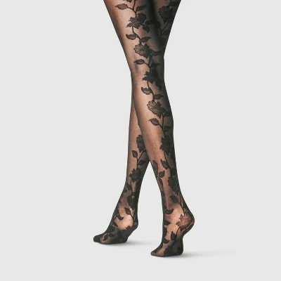 Cheapest โ๏ธ Women's Floral Back Tights - A New Day Black ๐ 6 Cheapest โ๏ธ Women's Floral Back Tights - A New Day Black ๐ - Image 4
