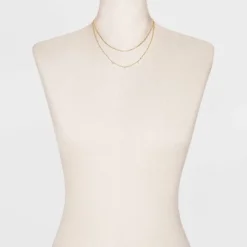 Top 10 🌟 14K Gold Plated Pierced Cubic Zirconia Duo Necklace - A New Day™ 🔥