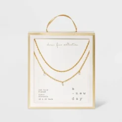 Top 10 🌟 14K Gold Plated Pierced Cubic Zirconia Duo Necklace - A New Day™ 🔥 -Outlet New Day Wear Store unnamed file 2865