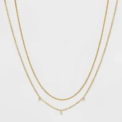 Top 10 🌟 14K Gold Plated Pierced Cubic Zirconia Duo Necklace - A New Day™ 🔥 -Outlet New Day Wear Store unnamed file 2866