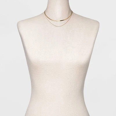 Cheapest โค๏ธ 14K Gold Plated Duo Herringbone Chain Necklace - A New Day™ ๐ 3 Cheapest โค๏ธ 14K Gold Plated Duo Herringbone Chain Necklace - A New Day™ ๐