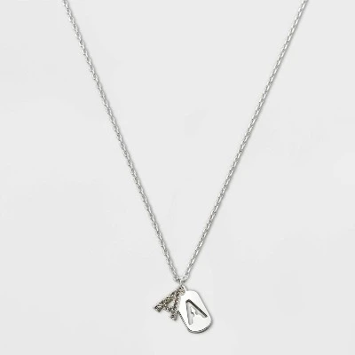 Budget 😀 Crystal Sterling Plated Initial Tag Cut Out Pendant Necklace - A New Day™ Metallic Silver ⭐ 3 Budget 😀 Crystal Sterling Plated Initial Tag Cut Out Pendant Necklace - A New Day™ Metallic Silver ⭐
