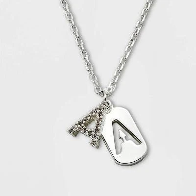 Budget 😀 Crystal Sterling Plated Initial Tag Cut Out Pendant Necklace - A New Day™ Metallic Silver ⭐ 8 Budget 😀 Crystal Sterling Plated Initial Tag Cut Out Pendant Necklace - A New Day™ Metallic Silver ⭐ - Image 6