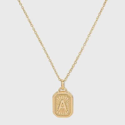 New 🤩 Silver Plated Initial Tag Pendant Necklace - A New Day™ Gold 👍 3 New 🤩 Silver Plated Initial Tag Pendant Necklace - A New Day™ Gold 👍