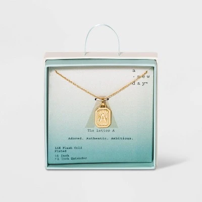 New 🤩 Silver Plated Initial Tag Pendant Necklace - A New Day™ Gold 👍 6 New 🤩 Silver Plated Initial Tag Pendant Necklace - A New Day™ Gold 👍 - Image 4