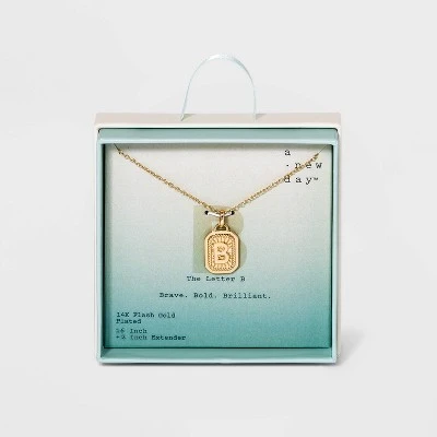 New 🤩 Silver Plated Initial Tag Pendant Necklace - A New Day™ Gold 👍 9 New 🤩 Silver Plated Initial Tag Pendant Necklace - A New Day™ Gold 👍 - Image 7