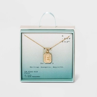 New 🤩 Silver Plated Initial Tag Pendant Necklace - A New Day™ Gold 👍 12 New 🤩 Silver Plated Initial Tag Pendant Necklace - A New Day™ Gold 👍 - Image 10