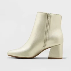 Promo 🌟 Women's Adele Block Heeled Ankle Boots - A New Day™ Gold 🎁