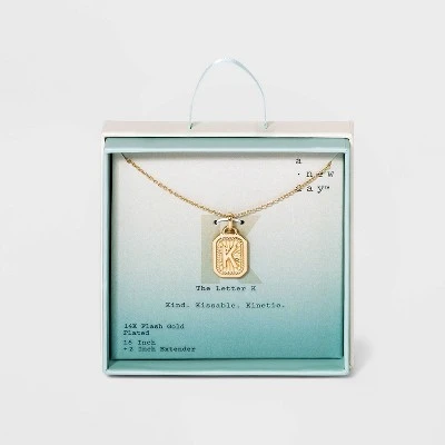 New 🤩 Silver Plated Initial Tag Pendant Necklace - A New Day™ Gold 👍 18 New 🤩 Silver Plated Initial Tag Pendant Necklace - A New Day™ Gold 👍 - Image 16