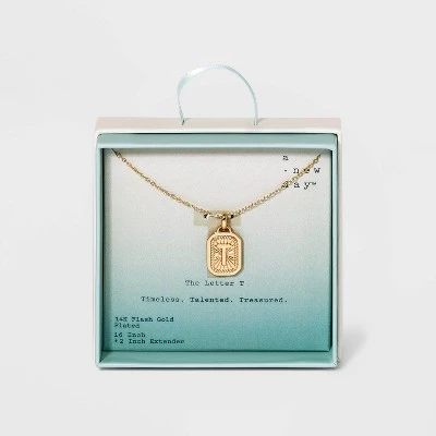 New 🤩 Silver Plated Initial Tag Pendant Necklace - A New Day™ Gold 👍 27 New 🤩 Silver Plated Initial Tag Pendant Necklace - A New Day™ Gold 👍 - Image 25