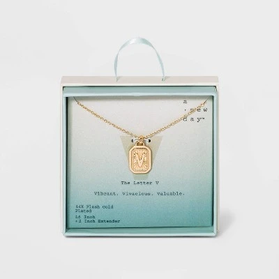 New 🤩 Silver Plated Initial Tag Pendant Necklace - A New Day™ Gold 👍 29 New 🤩 Silver Plated Initial Tag Pendant Necklace - A New Day™ Gold 👍 - Image 27