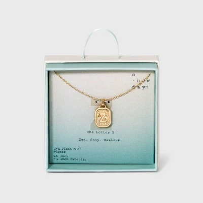 New 🤩 Silver Plated Initial Tag Pendant Necklace - A New Day™ Gold 👍 33 New 🤩 Silver Plated Initial Tag Pendant Necklace - A New Day™ Gold 👍 - Image 31