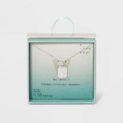 Outlet ✨ Silver Plated Initial Tag Pendant Necklace - A New Day™ 🤩 -Outlet New Day Wear Store unnamed file 3034