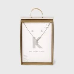 Top 10 🛒 Silver Plated Cubic Zirconia Initial Chain Pendant Necklace and Earring Set - A New Day™ 💯 46 Top 10 🛒 Silver Plated Cubic Zirconia Initial Chain Pendant Necklace and Earring Set - A New Day™ 💯 -Outlet New Day Wear Store unnamed file 3053