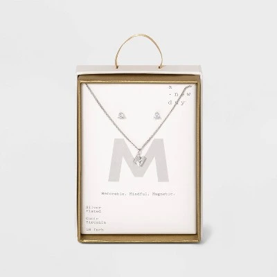 Top 10 🛒 Silver Plated Cubic Zirconia Initial Chain Pendant Necklace and Earring Set - A New Day™ 💯 19 Top 10 🛒 Silver Plated Cubic Zirconia Initial Chain Pendant Necklace and Earring Set - A New Day™ 💯 - Image 17