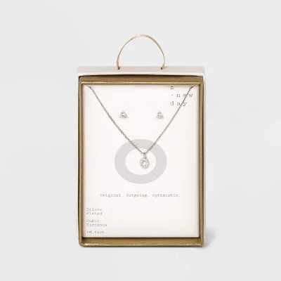 Top 10 🛒 Silver Plated Cubic Zirconia Initial Chain Pendant Necklace and Earring Set - A New Day™ 💯 21 Top 10 🛒 Silver Plated Cubic Zirconia Initial Chain Pendant Necklace and Earring Set - A New Day™ 💯 - Image 19