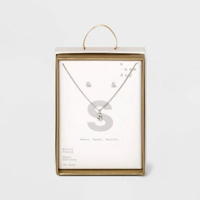 Top 10 🛒 Silver Plated Cubic Zirconia Initial Chain Pendant Necklace and Earring Set - A New Day™ 💯 25 Top 10 🛒 Silver Plated Cubic Zirconia Initial Chain Pendant Necklace and Earring Set - A New Day™ 💯 - Image 23