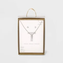 Top 10 🛒 Silver Plated Cubic Zirconia Initial Chain Pendant Necklace and Earring Set - A New Day™ 💯 55 Top 10 🛒 Silver Plated Cubic Zirconia Initial Chain Pendant Necklace and Earring Set - A New Day™ 💯 -Outlet New Day Wear Store unnamed file 3062