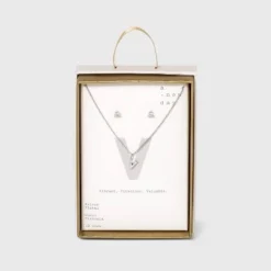 Top 10 🛒 Silver Plated Cubic Zirconia Initial Chain Pendant Necklace and Earring Set - A New Day™ 💯 57 Top 10 🛒 Silver Plated Cubic Zirconia Initial Chain Pendant Necklace and Earring Set - A New Day™ 💯 -Outlet New Day Wear Store unnamed file 3064