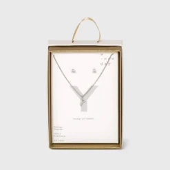 Top 10 🛒 Silver Plated Cubic Zirconia Initial Chain Pendant Necklace and Earring Set - A New Day™ 💯 60 Top 10 🛒 Silver Plated Cubic Zirconia Initial Chain Pendant Necklace and Earring Set - A New Day™ 💯 -Outlet New Day Wear Store unnamed file 3067