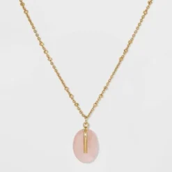 Buy ⭐ Silver Plated Rose Quartz Pendant Necklace - A New Day™ Gold 😍