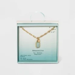 Buy 🧨 Silver Plated Gold Dipped Paperclip Chain and Semi-Precious Stone 18" Pendant Necklace - A New Day™ Rose Quartz ⌛ -Outlet New Day Wear Store unnamed file 3088