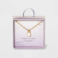 Buy 🧨 Silver Plated Gold Dipped Paperclip Chain and Semi-Precious Stone 18" Pendant Necklace - A New Day™ Rose Quartz ⌛ -Outlet New Day Wear Store unnamed file 3092
