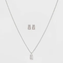 Outlet ๐ Sterling Silver Rectangle Cubic Zirconia Pendant Necklace Earring Set - A New Day™ Metallic Silver ๐ 9 Outlet ๐ Sterling Silver Rectangle Cubic Zirconia Pendant Necklace Earring Set - A New Day™ Metallic Silver ๐ -Outlet New Day Wear Store unnamed file 3097