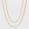 Outlet 👍 Silver Plated Gold Dipped Link Chain Duo Necklace - A New Day™ Worn Gold 😉 -Outlet New Day Wear Store unnamed file 3098
