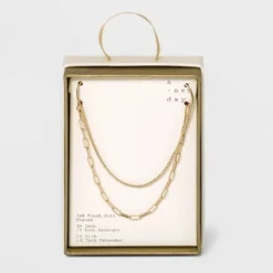 Outlet 👍 Silver Plated Gold Dipped Link Chain Duo Necklace - A New Day™ Worn Gold 😉 -Outlet New Day Wear Store unnamed file 3101