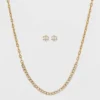 Coupon 😍 Silver Plated Gold Dipped Rhinestone Chain Necklace and Earring Set - A New Day™ Gold 👏 -Outlet New Day Wear Store unnamed file 3102