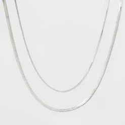 Flash Sale ⌛ Plated Herringbone and Box Chain Necklace Set 2pc - A New Day™ Silver ✨ 7 Flash Sale ⌛ Plated Herringbone and Box Chain Necklace Set 2pc - A New Day™ Silver ✨ -Outlet New Day Wear Store unnamed file 3151