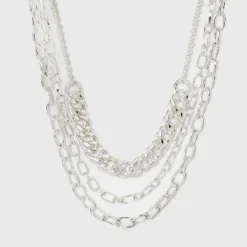 Promo ⭐ Multi Row Layered Chain Linked Necklace - A New Day™ Silver 🌟 -Outlet New Day Wear Store unnamed file 3159