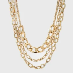 Promo ⭐ Multi Row Layered Chain Linked Necklace - A New Day™ Silver 🌟 -Outlet New Day Wear Store unnamed file 3160