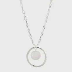 Discount ✔️ Hammered Ring and Disc Statement Necklace - A New Day™ Silver 🤩 -Outlet New Day Wear Store unnamed file 3172