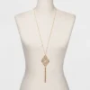 Promo 🤩 Filigree and Tassel Long Statement Necklace - A New Day™ Gold 🔔 -Outlet New Day Wear Store unnamed file 3176
