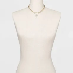 Best Pirce ⌛ Multi-Plated Lock 2 Row Paperclip Chain Necklace - A New Day™ 🌟