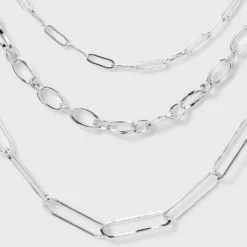 Discount ⌛ 3 Row Paperclip Chain Necklace - A New Day™ Silver ✔️ -Outlet New Day Wear Store unnamed file 3188
