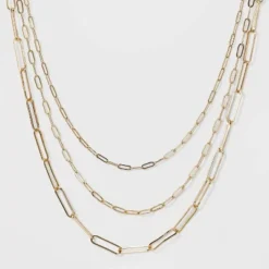 Discount ⌛ 3 Row Paperclip Chain Necklace - A New Day™ Silver ✔️ -Outlet New Day Wear Store unnamed file 3189