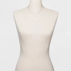 Hot Sale ✨ Silver Plated Cubic Zirconia Triple Bezel Faux Layered Chain Necklace - A New Day™ Silver ❤️