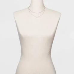 Outlet ๐ฏ Silver Plated Paperlink Chain and Pierced Cubic Zirconia Necklace Set - A New Day™ Silver โ๏ธ