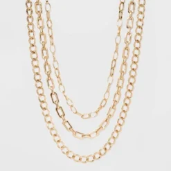 Best Sale ⭐ Three Piece Metal Chain Link Necklace - A New Day™ Gold ⌛ -Outlet New Day Wear Store unnamed file 3216