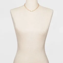 Coupon ⌛ Mother of Pearl and Metal Two Row Layered Necklace Pendant - A New Day™ Gold 🥰