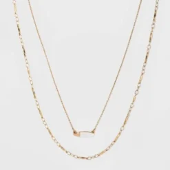 Coupon ⌛ Mother of Pearl and Metal Two Row Layered Necklace Pendant - A New Day™ Gold 🥰 -Outlet New Day Wear Store unnamed file 3242
