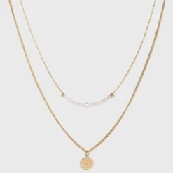 Best deal 🔥 Filigree Disc with Glitter Layered Necklace - A New Day™ Gold 👏 -Outlet New Day Wear Store unnamed file 3245