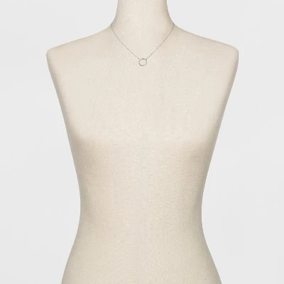 Wholesale 🔔 Pave Open Circle Short Pendant Necklace - A New Day™ Silver 😀 3 Wholesale 🔔 Pave Open Circle Short Pendant Necklace - A New Day™ Silver 😀