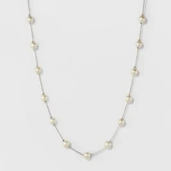 Best Pirce ❤️ Short Faux Pearl Chain Necklace - A New Day™ Silver 🥰 -Outlet New Day Wear Store unnamed file 3280